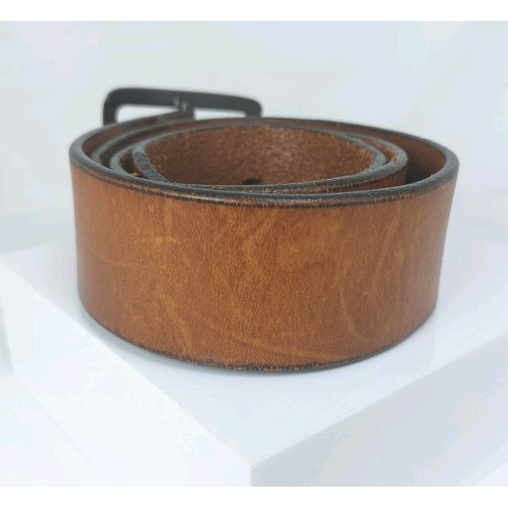 Gap Genuine Cow Leather Belt Mens Size 34x1.75" Brown Brass Buckle USA - Picture 2 of 5